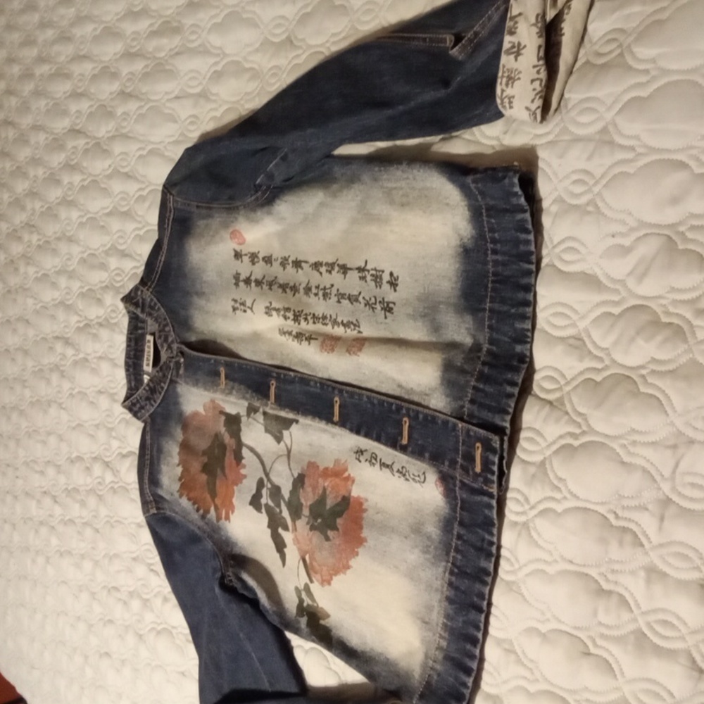 Chicos Design Oriental Design Demin Jeans Jacket
